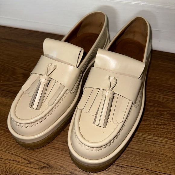 Chloe Shoes - Chloé Jamie tassel-embellished platform loafers Ivory Sz 41 Originally $850